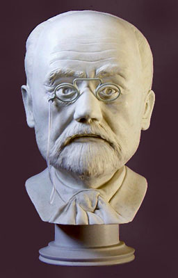 Buste d'Emile ZOLA d'apr&egrave;s photos d'&eacute;poque en pierre de synth&egrave;se