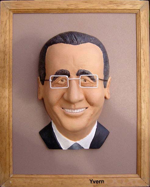 Caricature 3D de Fran&ccedil;ois Hollande sculpture encadr&eacute;e 