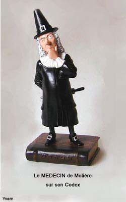 M&eacute;decin de Moli&egrave;re sur socle repr&eacute;sent&eacute; par un Codex